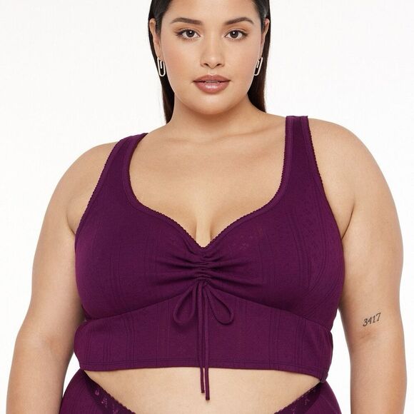 Savage X Fenty Keep It Casual Knit Sleep Tank Top 2X Purple Pointelle Longline - Picture 1 of 7